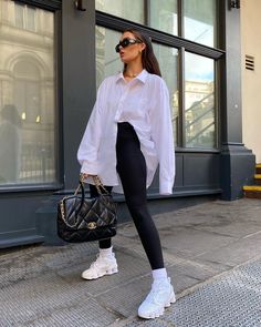 Oversized Shirt Outfit, Outfit Leggings, Look Legging, Legging Outfits, Looks Chic