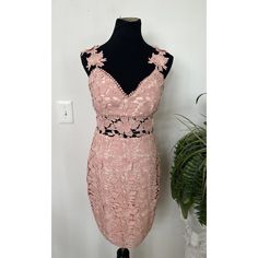 O1/G25/42323) Nwt Nicole Miller Pink Lace Sweetheart Floral Sheath Dress Size 6. Interior Lining Bra Pad Insert See-Through Waist Line Back Zip Closure New With Tags Please Zoom To See Details As They Are Important Part Of The Description. Don’t Forget To Check Out Other Items In Our Store! Happy Shopping! Approx Measurements: Chest (Pit To Pit): 17" Waist (Across): 15" Length (Shoulder To Bottom): 36" Fitted Scallop Lace Mini Dress For Garden Party, Fitted Mini Dress With Scalloped Lace For Garden Party, Fitted Scalloped Lace Dress With Sweetheart Neckline, Fitted Sleeveless Mini Dress With Scalloped Lace, Fitted Midi Dress With Scalloped Lace And Sweetheart Neckline, Sleeveless Lace Bodycon Dress, Spring Bodycon Dress With Sweetheart Neckline, Scalloped Lace Dress With Sweetheart Neckline For Night Out, Fitted Midi Dress With Lace Trim And Sweetheart Neckline