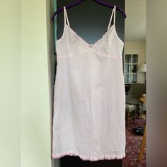 100% Cotton, Never Worn Nightgown. Adjustable Straps, Perfect Condition. Ruffle At Bodice And Hem. Armpit To Armpit Is 16 3/4”, Length Is 33”. Pink With Small Pink Dots. Cotton V-neck Nightgown For Sleepover, Spring Gap Loungewear Sleepwear, Gap Sleepwear For Spring Loungewear, Gap Spring Loungewear Sleepwear, Cotton Sleepwear By Gap, Cotton V-neck Nightgown For Bedtime, White Cotton Sleepwear By Gap, Feminine Cotton Nightgown For Sleepovers, Cotton Sleepwear By Gap For Bedtime