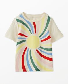 Slim Fit Graphic T-Shirt | Hanna Andersson Multicolor Summer T-shirt With Front Print, Organic Cotton Pre-shrunk Short Sleeve Tops, Playful Printed Short Sleeve T-shirt, Playful Organic Cotton Graphic T-shirt, Multicolor Tops With Front Print For Summer, White Cotton T-shirt With Rainbow Print, Rainbow Print Cotton T-shirt With Short Sleeves, Relaxed Fit Organic Cotton T-shirt For Summer, Multicolor Cotton Tops With Sublimation Print