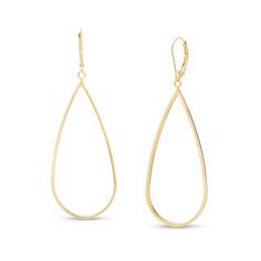 Make your chic taste in style known with these simple yet modern outlined teardrop earrings in yellow gold. Created in warm 10K gold Each earring showcases an alluring elongated open teardrop dangle. These earrings secure with lever backs. Modern Pear-shaped Earrings, Classic Teardrop Linear Earrings With Ear Wire, Elegant Teardrop Linear Earrings With Ear Wire, Teardrop Earrings For Everyday Elegance, Minimalist Long Drop Teardrop Earrings For Formal Occasions, Elegant Teardrop Linear Earrings For Everyday, Elegant Everyday Teardrop Linear Earrings, Elegant Yellow Gold Teardrop Earrings For Everyday, Elegant Everyday Yellow Gold Teardrop Earrings