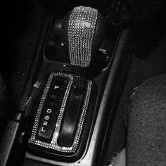 the inside of a car with a microphone attached to it