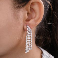 Chandelier Diamond Earrings, 18k Solid Gold Bridal Earrings, Dangle Drop Earring, Wedding Jewelry, Cluster Earrings, Bridesmaid Gift For Her by spectrumjewelsindia on Etsy Diamond Chandelier Earrings, Diamond Chandelier, Earring Wedding, Gold Bridal Earrings, Gold Armband, Earrings Bridesmaid, Diamond Gold, Cluster Earrings, Drop Earring