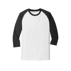 Shop Port & Company® Core Blend 3/4-Sleeve Raglan Tee at Michaels. com. This raglan style shirt gives a classic, moisture-wicking team look at a great value. This raglan style Port & Company shirt gives a classic, moisture-wicking team look at a great value. Perfect to use to make shirts for teams, family reunions, events and so much more. Details: Available in multiple sizes and colors 3/4-sleeve Raglan style Moisture-wicking material Made with up to 5% recycled polyester from plastic bottles R White Raglan Sleeve T-shirt For Fall, White Cotton Baseball Jersey With Raglan Sleeves, Black Half Sleeve Shirt For Fall, White Cotton T-shirt With 3/4 Sleeves, White Cotton T-shirt With Half Sleeves, Fitted Cotton T-shirt With 3/4 Sleeve, Black Cotton T-shirt With 3/4 Sleeves, Casual Black Shirt With 3/4 Sleeves, Casual White Shirt With 3/4 Sleeves