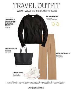 Travel Outfit Spring 2023, Jean Travel Outfits, Florida Business Trip Outfits, Elegant Plane Outfit, Studious Outfits Women, Work Travel Outfit Plane, Business Travel Outfits Woman Classy, Plane Wear Travel Outfit Ideas, Parisian Travel Outfits