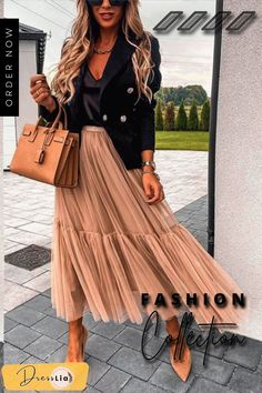 Patchwork Gauze Bubble Skirt Ținute Business Casual, Looks Adidas, Tulle Skirts Outfit, Rok Outfit, Tule Rok, Mode Boho, Bubble Skirt, Mode Casual, Ținută Casual