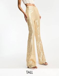 Glamorous Flare Pants For Party Season, Flare Pants With Sequins For Night Out, Flare Sequin Pants For Night Out, Flared Sequin Pants For Night Out, Evening Flare Pants With Sequins, Sequined Flare Bottoms For Party, Sequin Flare Pants For Evening, Glamorous Wide Leg Sequined Pants, Flare Bottoms For Party Season