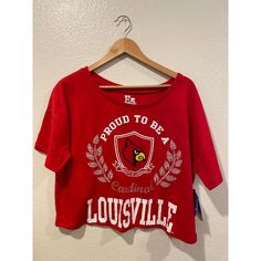 Women’s Louisville Cardinal Short Sleeve Cropped Oversize T-Shirt Size: Large New With Tags I Ship Orders Out Next Day (Excluding Sundays), So Expect A Quick Delivery! Don't Hesitate To Ask Any Questions You May Have I Answer Most Questions Within The Hour! Red Graphic Print Tops For College, Red Letter Print Tops For College, University Red Crew Neck Top For School Spirit, Red Graphic Print Top For School Spirit, Casual Red Tops For Game Day, University Red Cotton Tops With Letter Print, University Red Cotton Top With Letter Print, Red Summer Game Day Tops, Red Cotton Top For Game Day