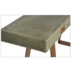 a concrete bench with wooden legs on an isolated white background