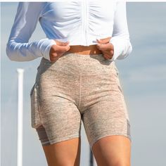 Soft Light Brown Bike Shorts W/Side Pockets-95% Polyester 5% Spandex #1-0007 Grey Bike Shorts W/Side Pockets-95% Polyester 5% Spandex #1-0008grey Gray Athleisure Activewear With Built-in Shorts, Gray Yoga Bottoms With Built-in Shorts, Gray Compression Bottoms With Built-in Shorts, Gray Sporty Activewear With Built-in Shorts, Gray Biker Shorts With Built-in Shorts For Workout, Gray Athleisure Bottoms With Built-in Shorts, Gray Compression Athletic Shorts With Built-in Shorts, Versatile Activewear With Pockets, Gray Mid-thigh Length Activewear For Sports