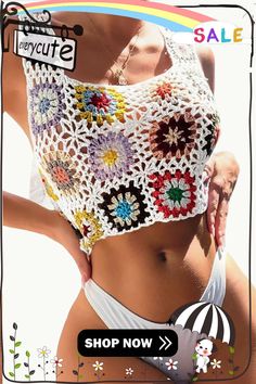 White Hollow-out Knitting Floral Crochet Beach Cover Up Crochet Beach Cover Up, Cover Up Swimwear, Beach Cover Ups, Swimwear Beach, Floral Crochet, Beach Covers, Ladies Tops Fashion, Cover Up, Sweaters For Women