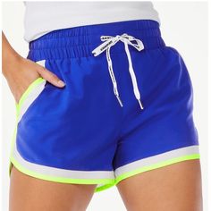 Brand New With Tags Has Inside Lining Blue Athletic Shorts With Elastic Waistband For Beach Season, Blue Athletic Shorts For The Beach, Blue Athletic Shorts With Built-in Shorts For Summer, Stretch Blue Athletic Shorts For Beach Season, Blue Summer Athletic Shorts For Beach Season, Blue Athletic Shorts For Beach Season, Blue Athletic Shorts For Summer Beach Season, Trendy Blue Shorts With Elastic Waistband, Blue Athletic Shorts With Elastic Waistband For Vacation