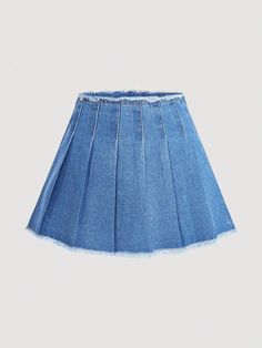 Light Wash Casual Collar  Denim Plain Pleated Embellished Non-Stretch  Women Clothing Denim Pleated Skirt, Pleated Denim Skirt, Black Jean Skirt, Jeans Skirt, Shein Outfits, Denim Skirt Women, Kids Sleepwear, Casual Denim, Jean Skirt