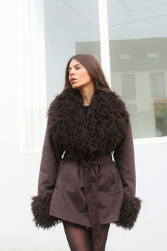 Faux Fur Detail Bonded Jacket Faux Fur Jacket, Faux Fur Coat, Lingerie Sleepwear, Trouser Jeans, Fur Jacket