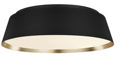 a black and gold ceiling light on a white background, with the shade off to the side