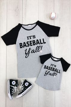 Mommy & Me Matching "It's Baseball Y'all" t-shirts are great quality and stunning! Little ones love to match their mommy! Perfect for Spring and Summer and even photo props! Kids Clothes Sale, Baseball Mom, Girls Headbands, Toddler Fashion, Clothes Collection, Kids Tops, Mommy And Me