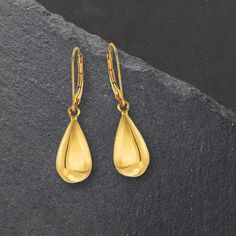 Ross-Simons - 18kt Yellow Gold Teardrop Earrings. Simply stated, these shiny teardrop earrings let the beauty of 18kt yellow gold speak for itself. Hanging length is 1 1/4". Leverback, 18kt yellow gold teardrop earrings. Formal Fine Jewelry Teardrop Earrings, Modern Tarnish Resistant Teardrop Earrings For Formal Occasions, Modern Durable Teardrop Earrings For Formal Events, Modern Gold Teardrop Earrings With Polished Finish, Modern Gold Teardrop Earrings For Formal Occasions, Modern Gold Teardrop Earrings For Formal Events, Yellow Gold Teardrop Earrings For Formal Occasions, Elegant Tarnish Resistant Drop Earrings For Formal Occasions, Modern Pear-shaped Teardrop Earrings For Formal Occasions