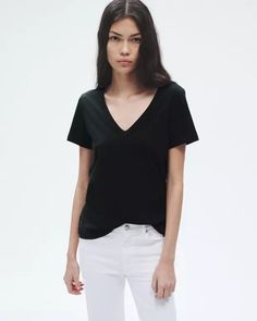 The Slub V-Neck Tee for Women | rag & bone Classic V-neck T-shirt For Spring, Casual Everyday Cotton V-neck Top, Relaxed Fit V-neck T-shirt For Casual Gatherings, Casual Cotton V-neck Top, Chic Cotton V-neck Top With Relaxed Fit, Spring V-neck T-shirt For Casual Gatherings, Casual Short Sleeve V-neck Top For Fall, Chic V-neck T-shirt For Everyday, Casual V-neck T-shirt For Gatherings