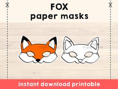 printable fox and fox paper masks for kids to make them look like they are sleeping