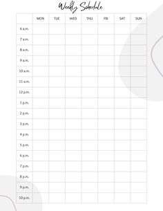 a printable daily schedule for adults and children with the words,'weekly schedule '