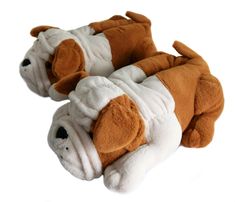 PRICES MAY VARY. fabric sole Dog Slippers, Fun Slippers, Animal Slippers, Plush Slippers, Real Dog, Bull Dogs, Cute Slippers, Slippers For Women, Winter Animals