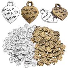 PRICES MAY VARY. Peach heart shape charm. Package includes: 50pcs silver and 50pcs bronze. Metal Tone:Antique Silver,Antique Bronze,Size:12x10mm,Hole Size: 2mm. Great DIY gift for your friends lovers or yourself to create unique eye-catching DIY lucky charms. Perfect for handmade handcraft works,zipper pulls,earring,necklace bracelet,keychain,sweater chain,anklet,cellphone decorative accessories. Metal Heart Charm For Valentine's Day, Nickel Free Metal Heart Charms, Nickel-free Heart-shaped Metal Charms, Personalized Heart-shaped Metal Charms, Valentine's Day Metal Heart Charm, Nickel-free Metal Heart Charms, Metal Heart Charm, Crafting Jewelry, Bracelet Keychain