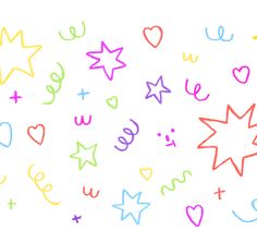 colorful stars and hearts drawn on white paper