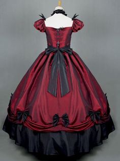 Victorian Retro Wine Red Bowknot Gothic Lolita Prom Long Dress Red Gown Ball, Wine Red Gown, Adult Halloween Costumes For Women, Southern Belle Costume, Victorian Dress Costume, Victorian Ball Gowns, Gothic Victorian Dresses, Belle Costume, Vintage Long Dress