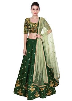 Green Color Lehenga Choli with Beige Dupatta – Panache Haute Couture Designer Silk Thread Lehenga For Festivals, Silk Lehenga With Zari Work For Eid, Eid Silk Lehenga With Zari Work, Unstitched Lehenga In Pista Green Raw Silk, Unstitched Pista Green Lehenga In Raw Silk, Chanderi Lehenga With Resham Embroidery For Navratri, Festive Designer Silk Thread Lehenga, Chanderi Lehenga With Resham Embroidery For Diwali, Festive Raw Silk Choli With Zari Work