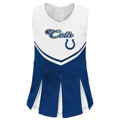 Cheer on your favorite team in style with this officially licensed National Football League apparel. Whether you are on campus, attending a game, at school, out for the night or tailgating this makes your allegiance unmistakable with team colors and logo. This quality garment will last for seasons to come! Varsity Tops For Cheerleading During Football Season, Collegiate Blue Tops For Cheerleading, Team Colors Tops For Game Day, Team Spirit Tops For Game Day Sports Season, White Casual Top For Tailgating, Casual White Top For Tailgating, Varsity Team-colored Tops For Game Day, Collegiate Tops For Football Season Game Day, Collegiate Tops For Football Game Day