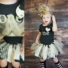 Girls Birthday Outfit // Birthday Tutu Set // by AdalynsBoutique Black And Gold Birthday Party, Baby Boy Birthday Outfit, Girls Birthday Outfit, Black And Gold Birthday, Boys Birthday Outfits, First Birthday Dress