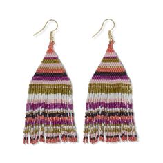 Lexie Horizontal Stripe Beaded Fringe Earrings Jaipur Fringe Earring, Beaded Fringe Earrings, Beaded Tassel Earrings, Human Hands, Human Hand, Complimentary Colors, Fall Jewelry, Beaded Fringe, Modern Bohemian