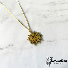 This item is ready to ship! Customization is NOT available for this listing. These golden sun necklaces are brand new, and perfect for the sunshine lover in your life! They feature an 18in all stainless steel chain, and a classic lobster claw clasp. Sun-shaped Necklace For Summer Gifts, Sun-shaped Jewelry With Sun And Moon Design For Gift, Sunburst Shaped Jewelry As Summer Gift, Spiritual Sun Design Jewelry, Sunburst Shape Summer Gift Jewelry, Summer Sunburst Jewelry Gift, Summer Jewelry With Sun And Moon Design, Adjustable Sun-shaped Jewelry For Gifts, Summer Gift Jewelry With Sun And Moon Design