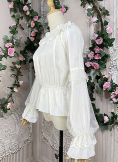 Women Kawaii Lace Ruffles O-Neck Flare Sleeve Chiffon Tops Girly Sweet Elegant Princess Blouses     Color:  As Picture   Applicable People:Adult   Gender:Women   Material: This Blouses is made of  High Quality Chiffon and Lace, soft and comfortable to wear   Package Includes: One Blouses   OCCASION: Masquerade,Birthday Party,Cosplay Party,and it's a good gift for Girlfriend,Daughter       Size:(cm)   One Size,Bust 80-105cm,Waist 60-95cm,Length50cm,Sleeve60cm   The ch Sweet Ruffled Blouse For Spring, White Ruffled Kawaii Top, Cute Party Tops With Lace Trim, Summer Kawaii Blouse, Chiffon Ruffle Blouse For Wedding, Cute Ruffled Party Blouse, Sweet Tops With Ruffles And Doll Collar, Sweet Doll Collar Top With Ruffles, Cute Ruffled Party Tops