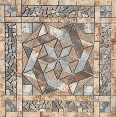 a mosaic tile design with various shapes and sizes on it's sides, including the center