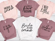 six t - shirts with different sayings on them