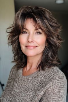 6. Layered Brunette Shag for Fall (Layered Hairstyles For Older Women) - Layered Hairstyles For Older Women Graduation Party At Home, Brunette Shag, Shaggy Layers, Shag Cut, Short Layered Bob Hairstyles, Hairstyles For Older Women, Haircuts For Medium Length Hair