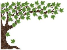 a tree with green leaves blowing in the wind on a white background, cutout