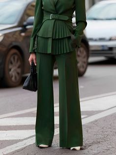 Affordable price buy Pants on Stylewe, SPU: 1RPA9O4487, Color: Green, Activity:Commuting, Pants type:Wide leg pants. Stitching Pants, Pocket Stitching, Type Of Pants, Spring And Fall, Leg Pants, Wide Leg Pants, Wide Leg, Women's Fashion, A Line