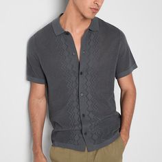 This Arizona Jean Co. men's sweater shirt combines the comfort of a sweater with the classic look of a button-down shirt. It's made from a cotton-blend with recycled fabric and features a regular-fit, a collar neck, and short sleeves. Wear it on its own or layered over a crew neck tank top.Closure Type: ButtonFit: Regular FitNeckline: Collar NeckSleeve Length: Short SleeveApparel Length: 28 Inches - BackFiber Content: 53% Cotton, 30% Recycled Polyester, 17% NylonCare: Machine WashCountry of Orig Collar Neck, Large Shirts, Button Front Shirt, Short Sleeve Button Up, Recycled Fabric, Men's Sweater, Shirt Color, Classic Looks, Men Short Sleeve