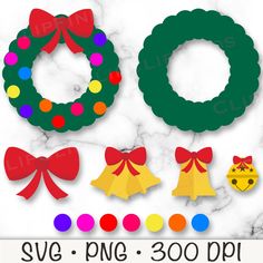 christmas wreaths and bells svg cut files