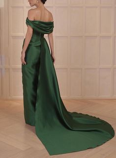 A-Line/Princess Off-the-Shoulder Satin Mother of the Bride Dresses wit - Mondressy Green Off-shoulder Gown For Evening, Green Off-shoulder Evening Gown, Green Off-shoulder Gown For Banquet, Green Evening Dress With Straight Neckline, Green Off-shoulder Formal Gown, Green Off-shoulder Gala Dress, Green Off-shoulder Evening Dress, Green Off-shoulder Dress For Gala, Off-shoulder Evening Dress With Sweep Train