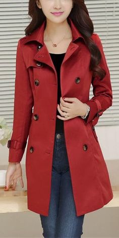 $99.90 - Beautiful Red Spring Autumn Long Coat double breasted with waist belt for elegant women and classy ladies. Tight fitted coat good for casual every day wear and also business work office look idea. Red Outerwear With Stand Collar For Fall, Red Stand Collar Outerwear For Fall, Luxury Office Outerwear With Stand Collar, Elegant Red Outerwear With Stand Collar, Burgundy Winter Outerwear For Office, Spring Formal Solid Color Outerwear, Burgundy Long-sleeved Outerwear For Office, Burgundy Long Sleeve Outerwear For Office, Elegant Red Outerwear For Fall