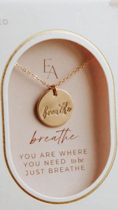 Sometimes, the best way to help someone is by offering them a moment of peace—a moment of calm before they have to tackle whatever it is they're facing. The Breathe Script Necklace as a mental health helps you do just that. It's a simple reminder that no matter what, you can always take a breath and keep going. This necklace comes on either gold-filled chain or sterling silver chain, and both chains can be adjusted to 16 or 18 inches. The charm measures 1/2 inches in diameter. Inspirational Round Pendant Necklaces For Everyday, Adjustable Meaningful Necklaces For Everyday, Adjustable Meaningful Charm Necklaces For Everyday, Inspirational Round Necklaces For Everyday, Script Necklace, Health Gifts, Simple Reminders, Necklace Extender, Take A Breath