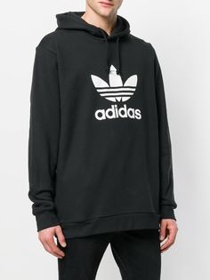 Adidas Adidas Originals Trefoil Hoodie - Farfetch Urban Hoodie Sweatshirt With Logo, Adidas Cotton Athleisure Sweatshirt, Adidas Cotton Sweatshirt In Athleisure Style, Sporty Fleece Hoodie With Logo Print, Athleisure Hoodie Sweatshirt With Logo Detail, Winter Athleisure Hoodie With Logo Detail, Winter Athleisure Hoodie With Logo, Sportswear Fleece Hoodie With Logo Print, Black Sports Sweatshirt With Logo