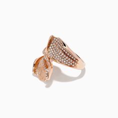 Effy Pave Rose 14k Rose Gold Diamond Leaf Ring Diamond Leaf Ring, Rose Stone, Leaf Ring, Rose Gold Diamonds, Gold Rose, Round Diamonds, Gold Diamond, Gold Metal, Rose Gold