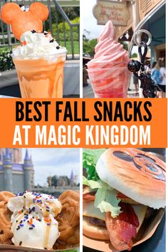 the best fall snacks at magic kingdom, including ice cream, waffles and pancakes