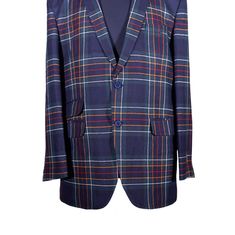 This Chiragh Apparel blazer is an elegant upgrade on dapper tailoring and features rich shades in a sumptuous fabric for elegant opulence. Fashioned from 100% premium quality wool, this tartan plaid blazer features full lining in Japanese silk, a notch lapel, two-button closure and single vented back. A left chest pocket and three flap pockets appoint the front while the inside has two (2) pockets on the left and one (1) pocket on the right. A flash of contrast piping is added to the jacket lini Custom Fit Blazer With Suit Collar For Fall, Custom Fit Single Breasted Blazer For Fall, Single Breasted Blazer For Fall, Wool Single Breasted Custom Fit Blazer, Blue Wool Suits For Fall, Custom Fit Notch Lapel Blazer For Fall, Fall Notch Lapel Custom Blazer, Wool Single-breasted Custom Fit Blazer, Wool Single Breasted Blazer