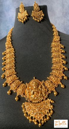 Long Lakshmi Necklace With Earring Necklace Gold Gold, Gold Earrings, Gold Necklace, Gold Plate, Plating, Gold