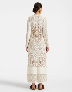 Lacey Long Sleeve Swing Dress in Solid White Smoke for Women | La DoubleJ US Fitted Maxi Dress With Intricate Embroidery For Evening, Luxury White Embroidered Dresses, Elegant Maxi Dress With Intricate Embroidery For Reception, White Evening Dress With Intricate Embroidery, White Embroidered Evening Maxi Dress, White Embroidered Maxi Dress For Evening, Embroidered White Evening Gown, White Embroidered Evening Gown, Dresses Printed